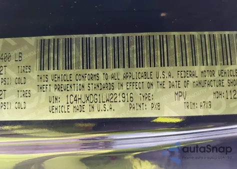 2020 Jeep Wrangler Unlimited Sport S 4X4 z USA, uszkodzony, nr VIN 1C4HJXDG1LW221916